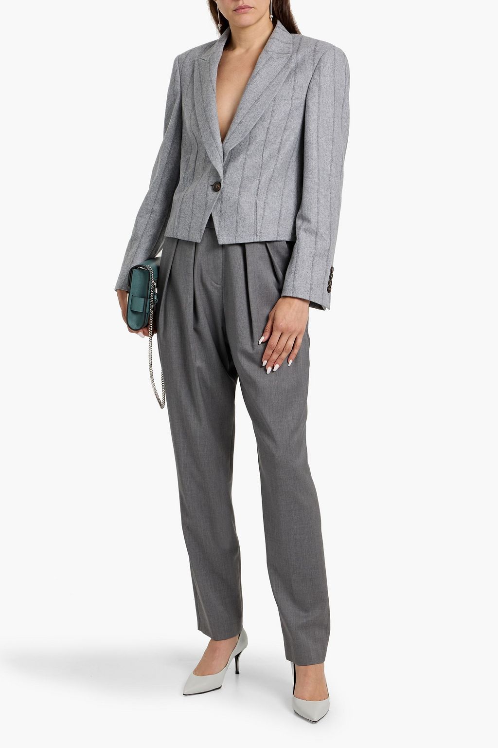 BRUNELLO CUCINELLI Pinstriped wool-blend blazer
