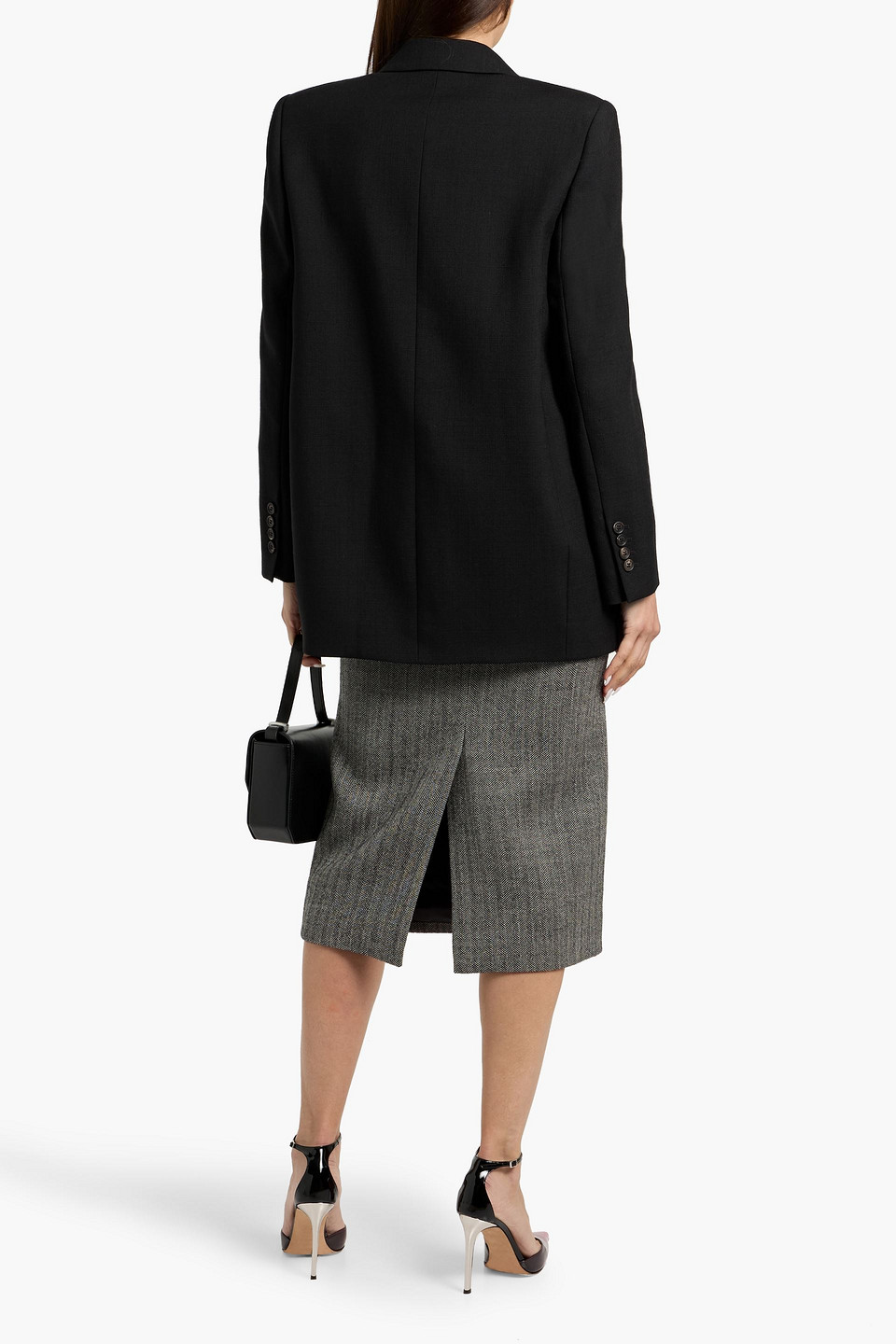 Brunello Cucinelli Bead-embellished Double-breasted Wool-twill Blazer In Black