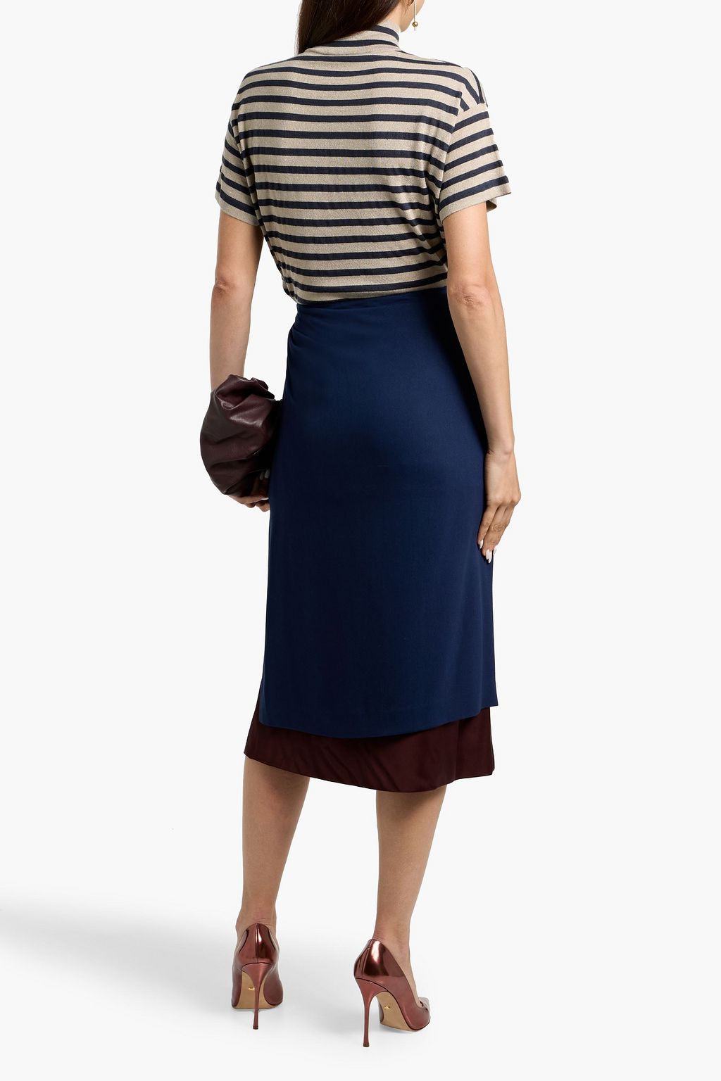 BRUNELLO CUCINELLI Metallic striped cashmere-blend turtleneck top