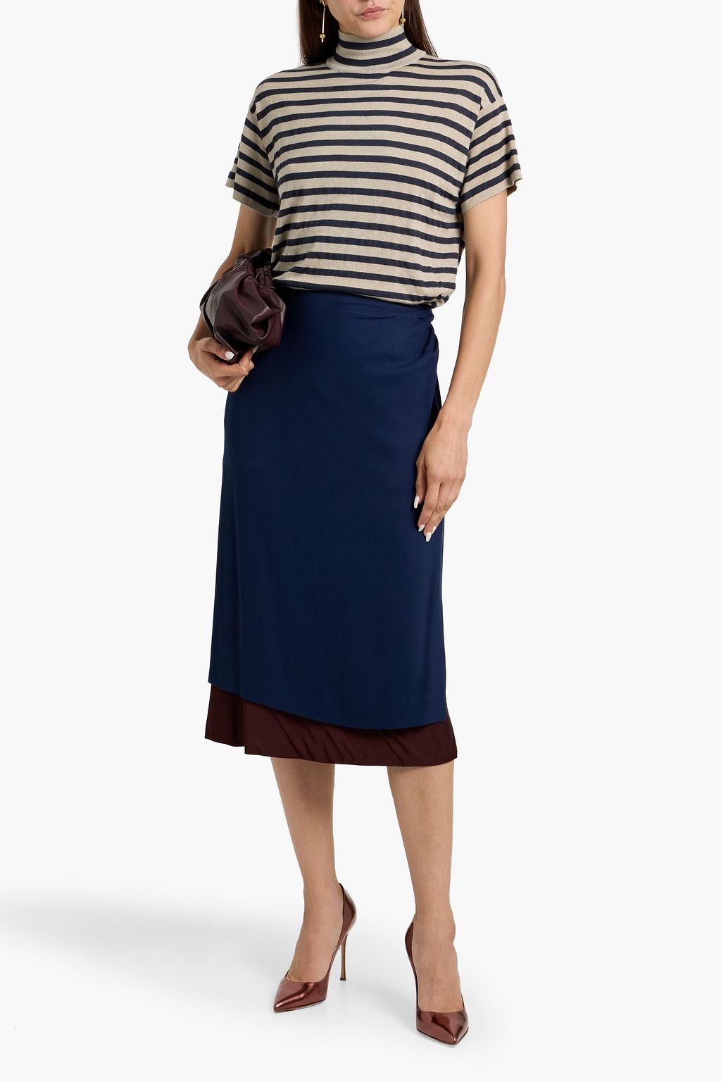 BRUNELLO CUCINELLI Metallic striped cashmere-blend turtleneck top