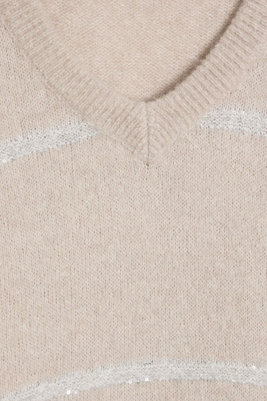 BRUNELLO CUCINELLI Sequin-embellished striped knitted sweater