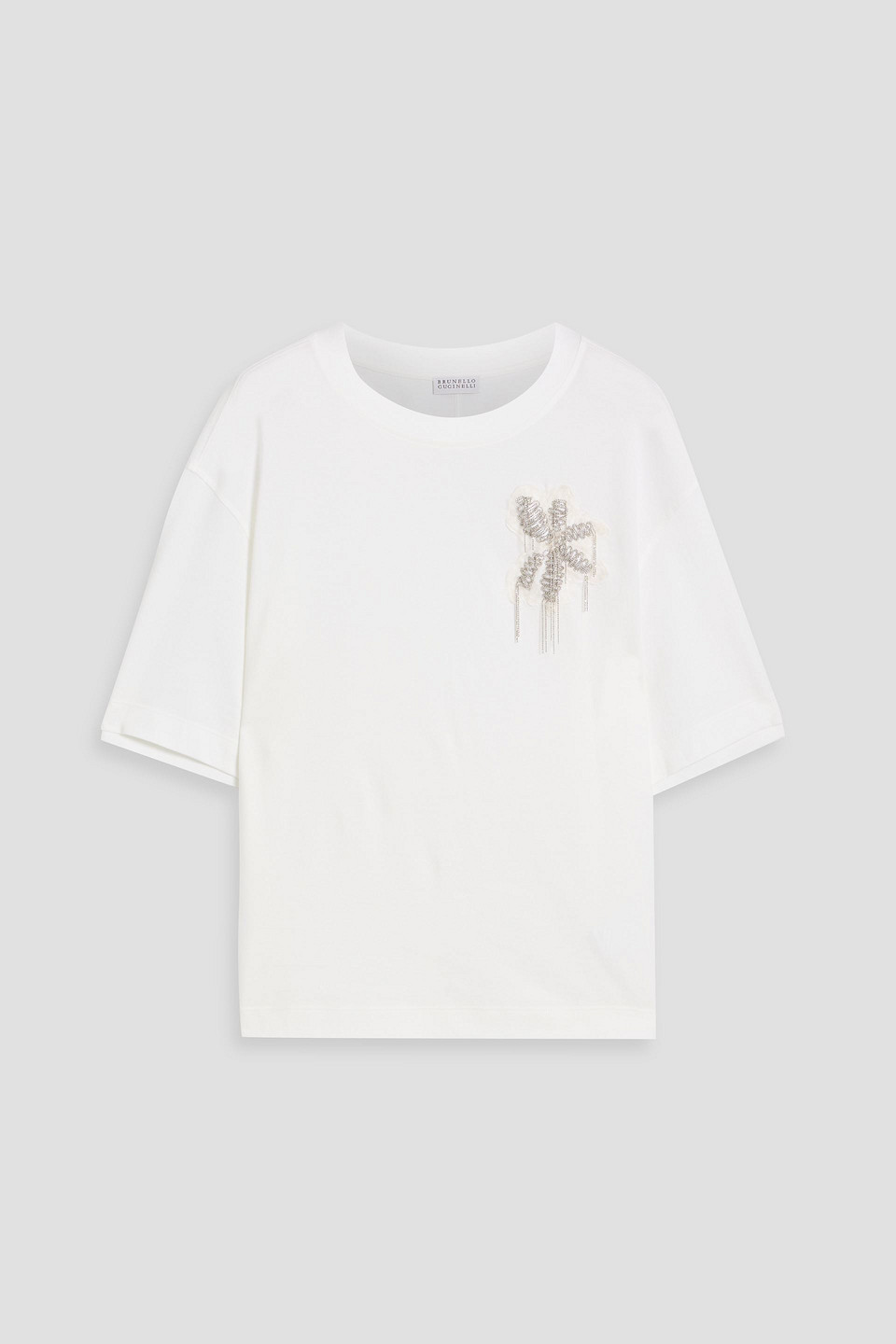 Brunello Cucinelli Bead-embellished Cotton-jersey T-shirt