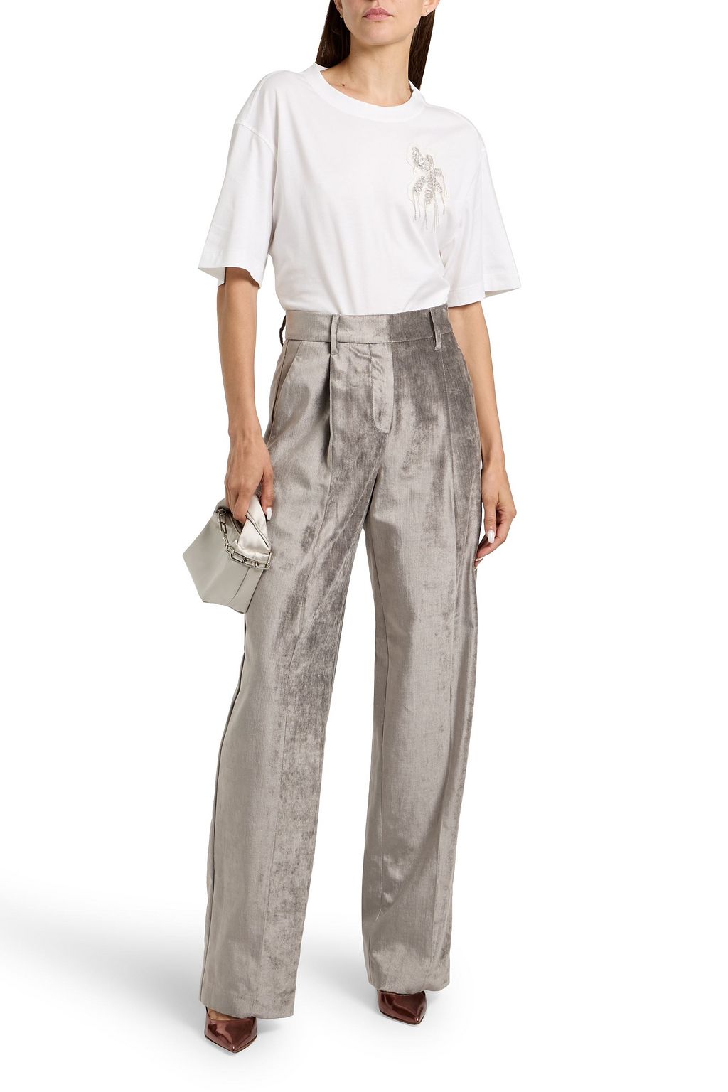 BRUNELLO CUCINELLI Bead-embellished cotton-jersey T-shirt