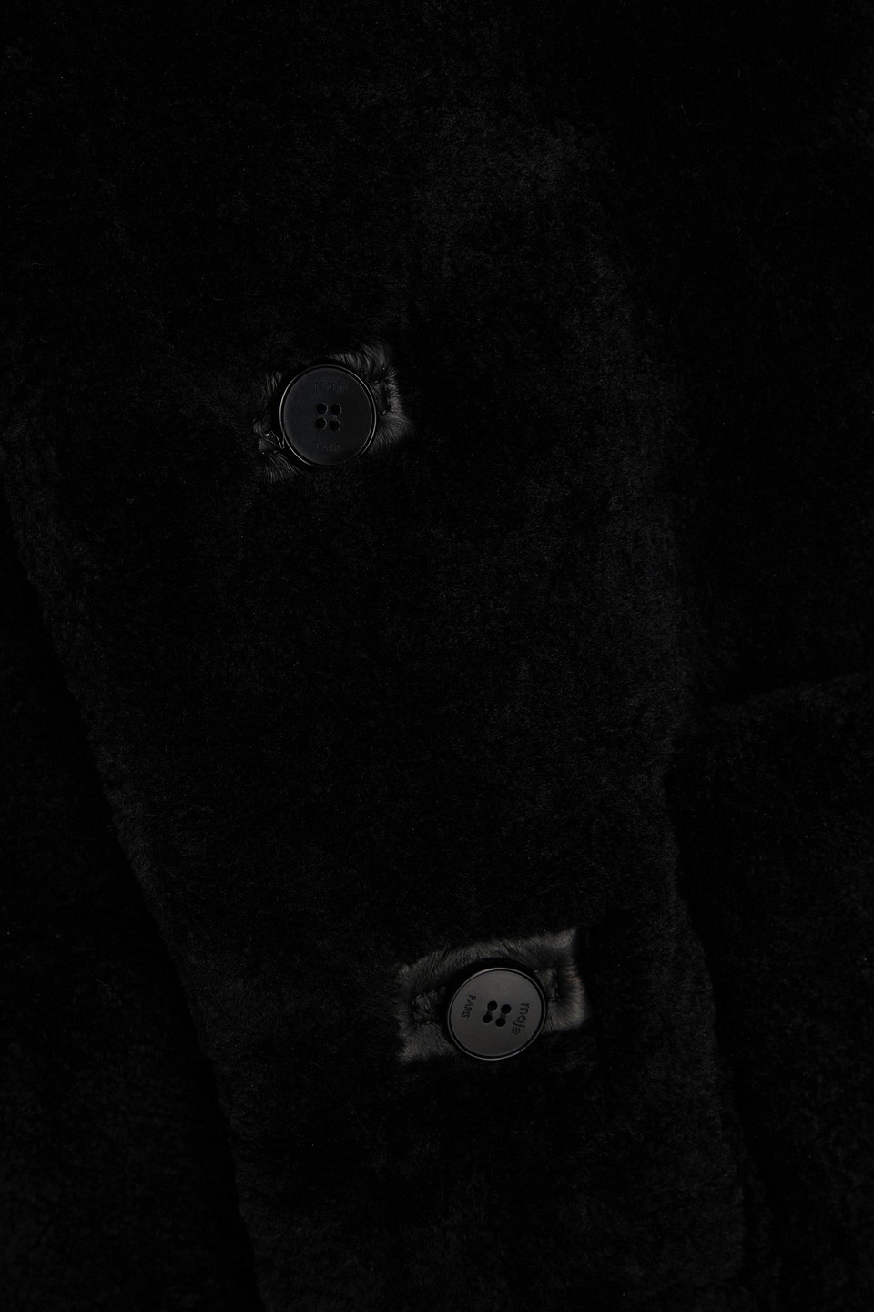 Maje Reversible Shearling Coat In Black