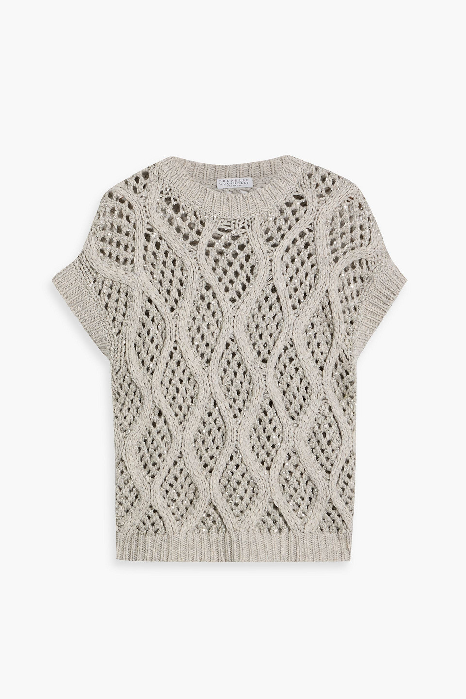 Brunello Cucinelli Sequin-embellished Cashmere Sweater In Brown