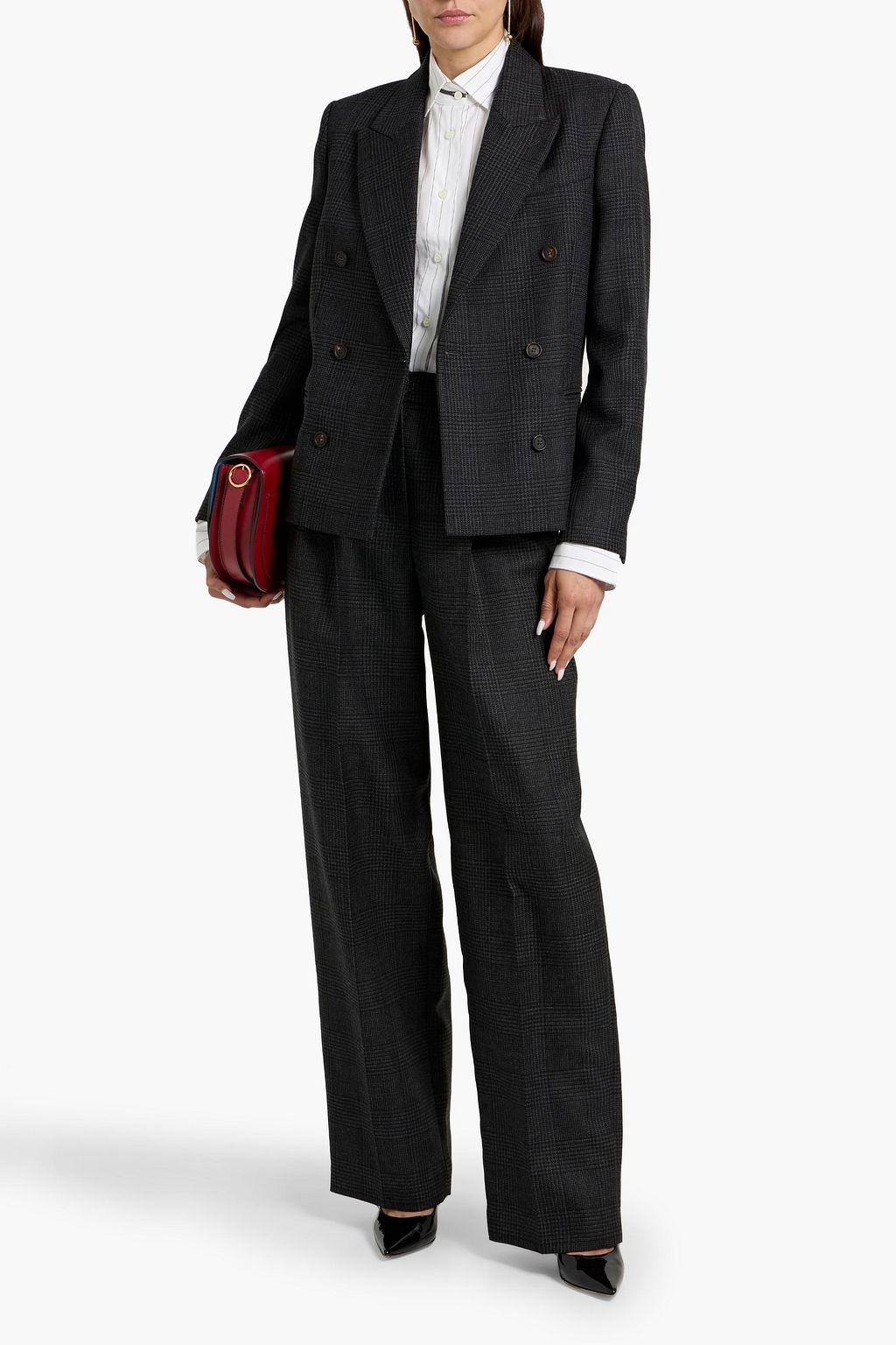BRUNELLO CUCINELLI Double-breasted Prince of Wales checked wool blazer