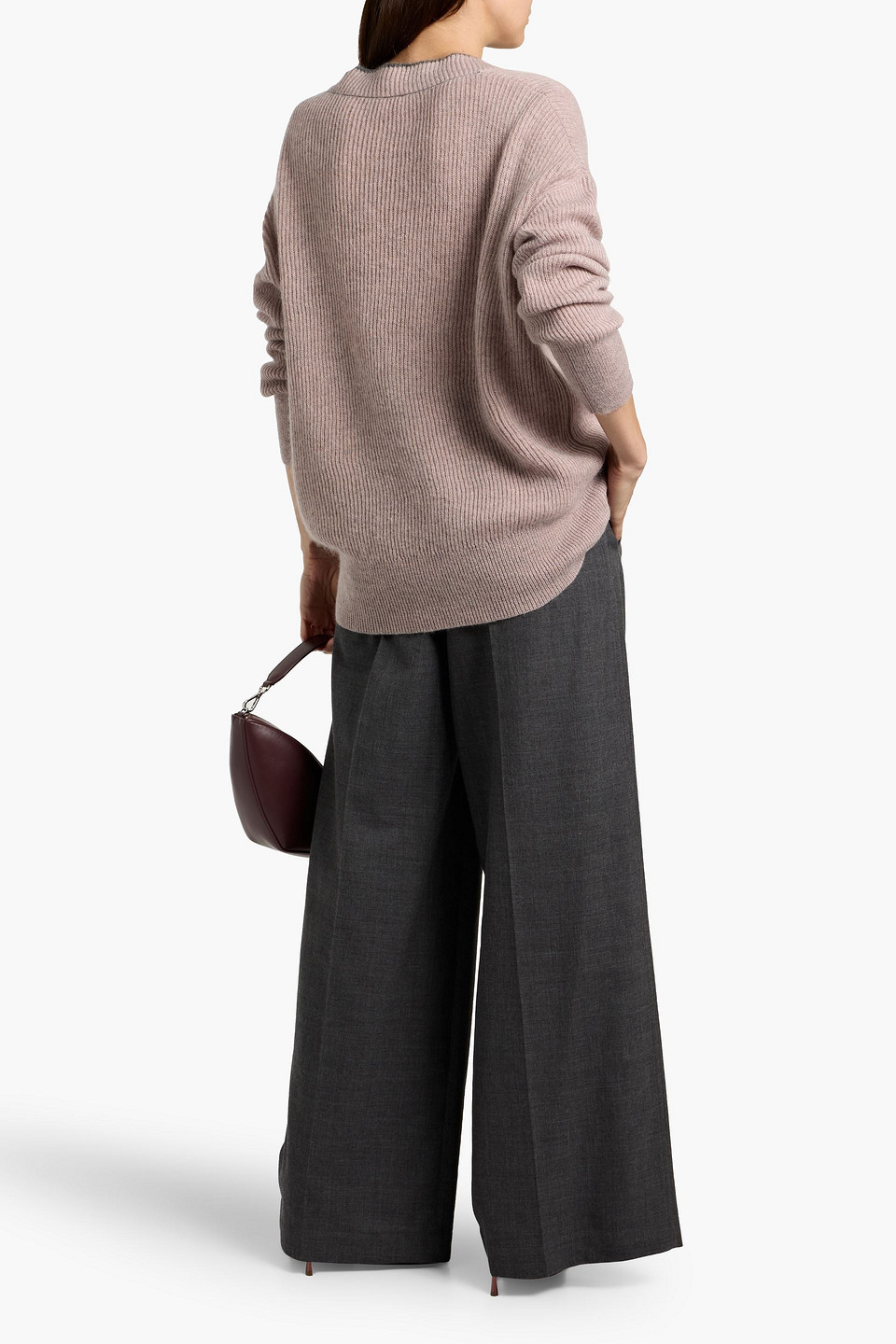 Brunello Cucinelli Ribbed Mohair-blend Sweater In Pink