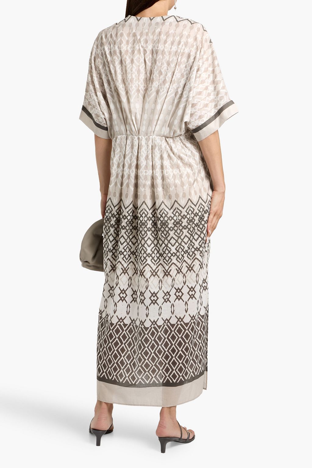 BRUNELLO CUCINELLI Pleated printed voile maxi dress