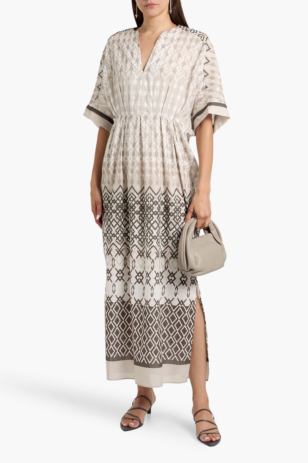 BRUNELLO CUCINELLI Pleated printed voile maxi dress