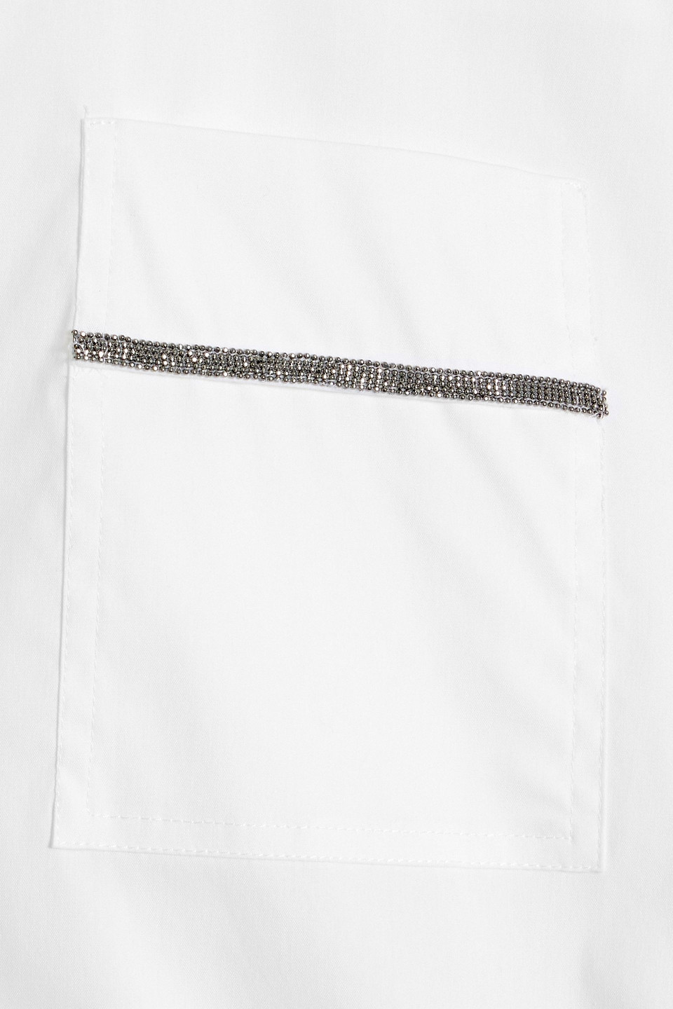 Brunello Cucinelli Bead-embellished Cotton-blend Poplin Shirt In White