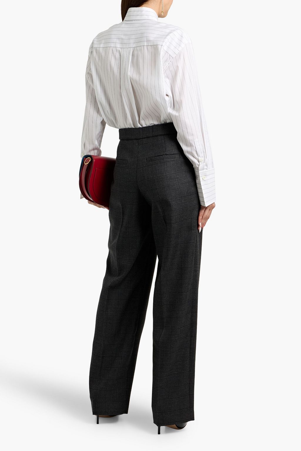 BRUNELLO CUCINELLI Pleated Prince of Wales checked wool wide-leg pants