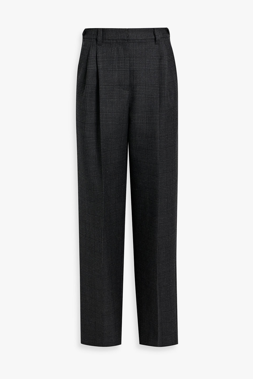 Brunello Cucinelli Pleated Prince Of Wales Checked Wool Wide-leg Pants In Black