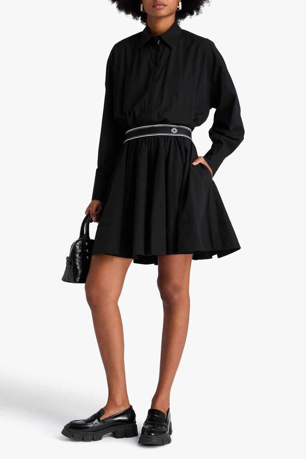 MAJE Cotton-blend poplin mini shirt dress