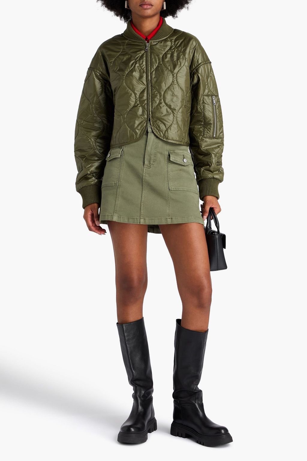 MAJE Quilted shell bomber jacket