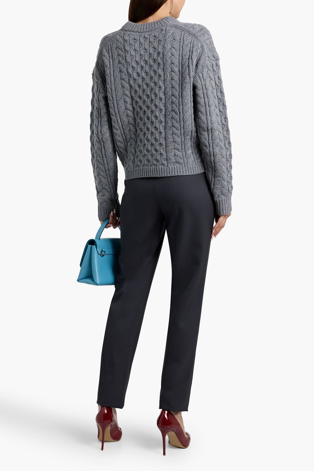 THEORY Cable-knit wool and cashmere-blend sweater