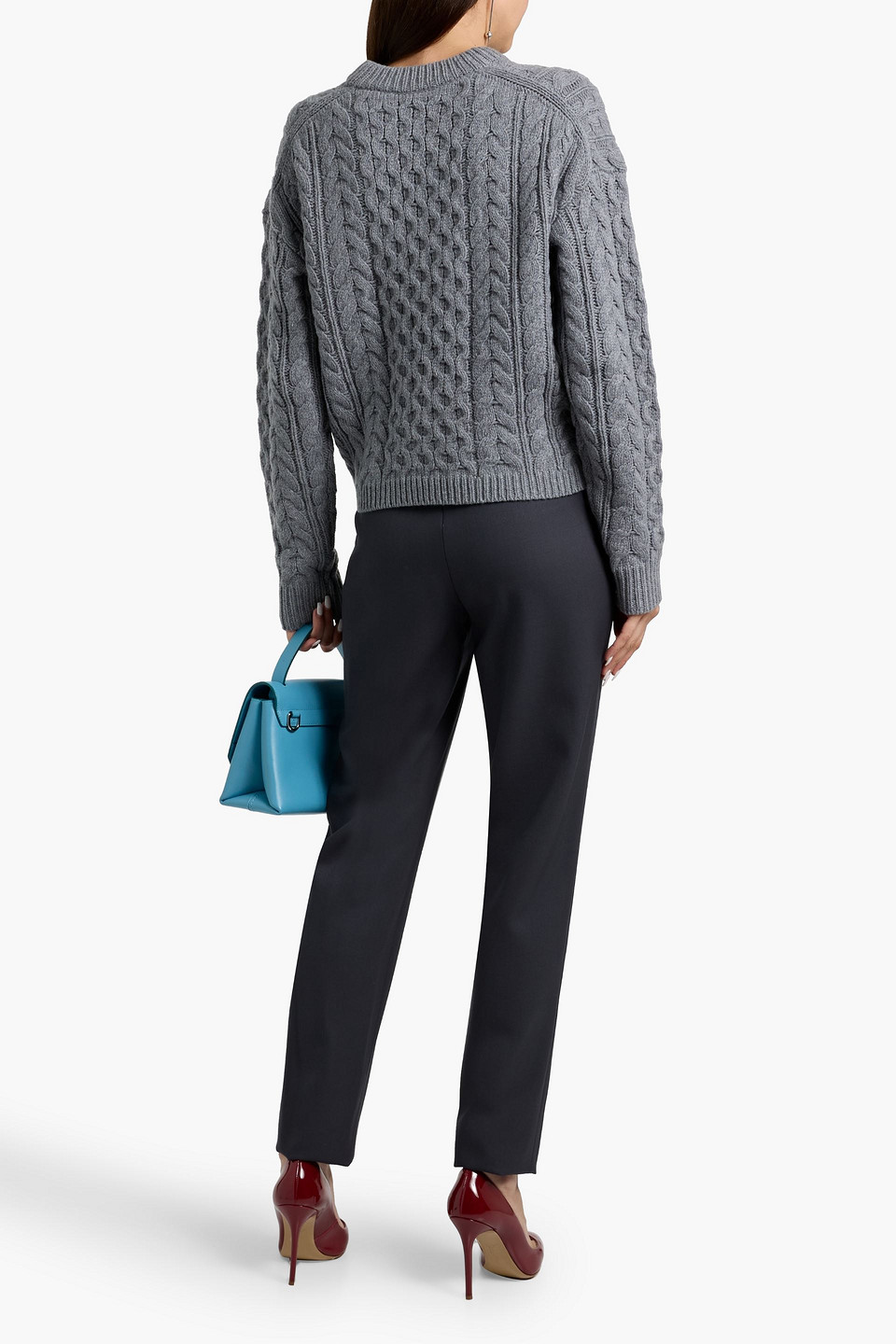 Theory Cable-knit Wool And Cashmere-blend Sweater In Gray