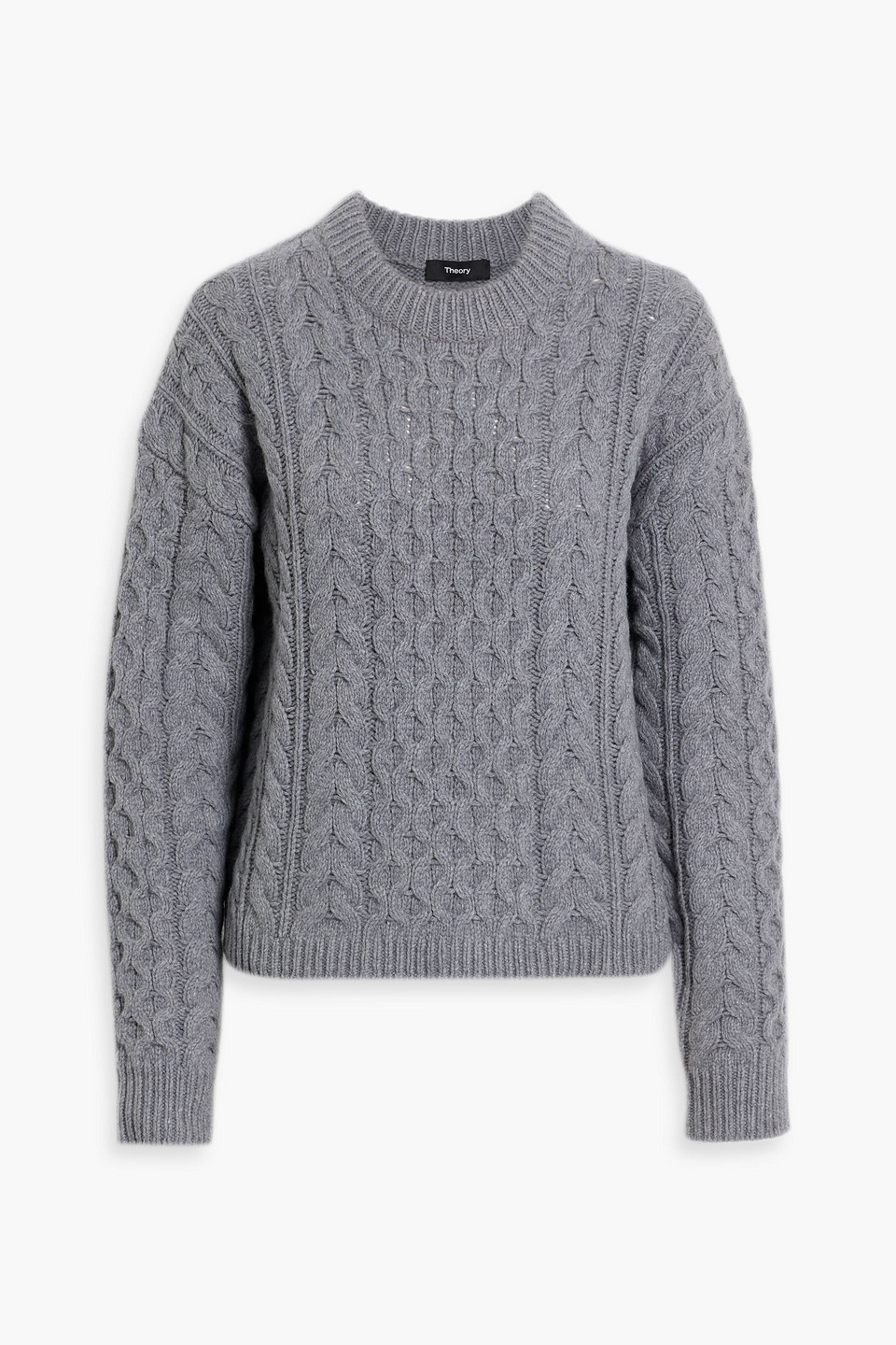 Theory Cable-knit Wool And Cashmere-blend Sweater In Gray