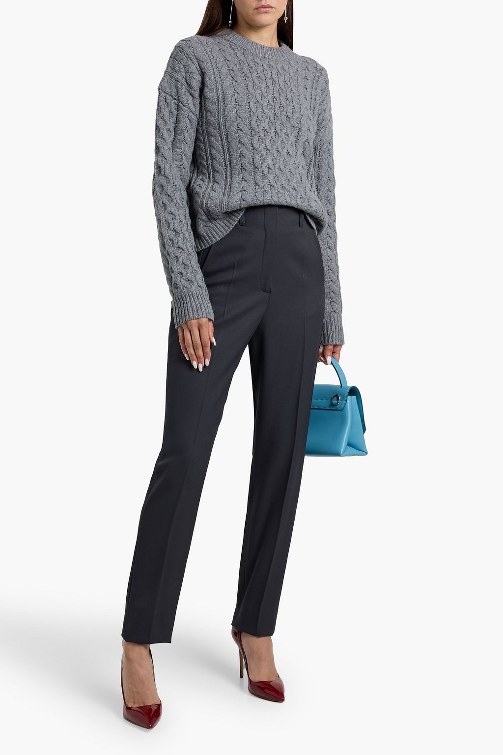 THEORY Cable-knit wool and cashmere-blend sweater