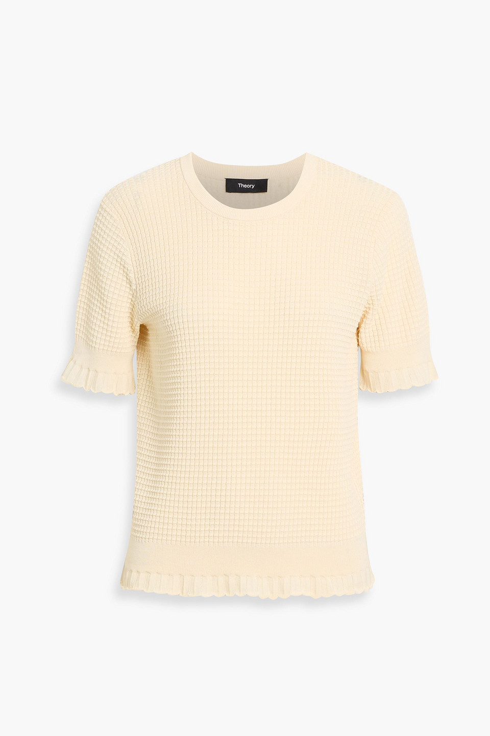 Theory Bristol Ruffled Waffle-knit Cotton-blend Top In Orange