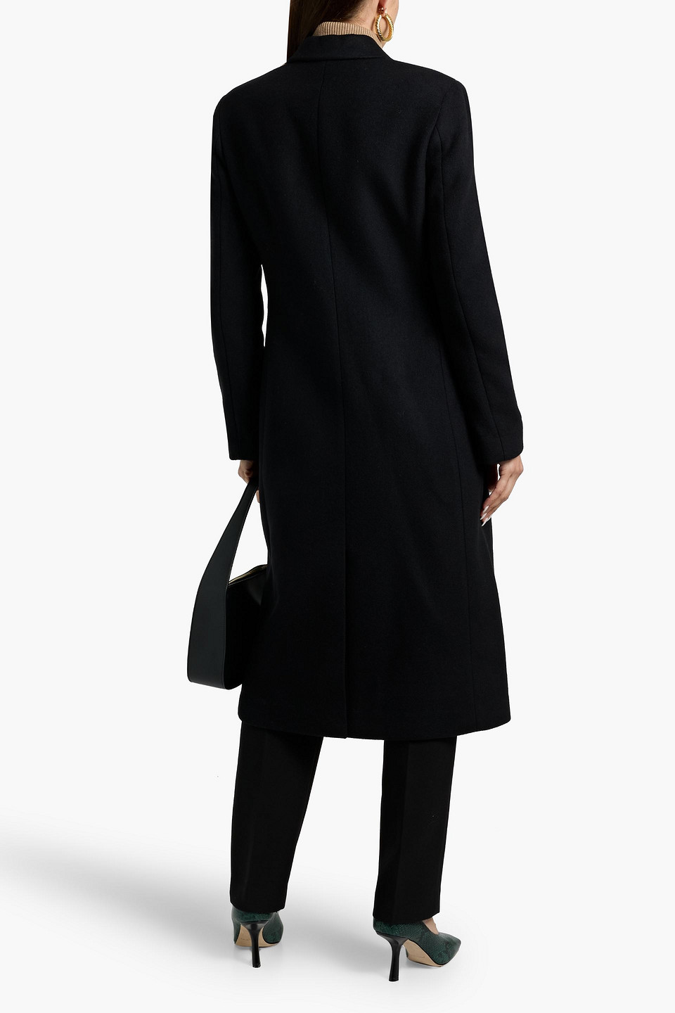Theory Double-breasted Wool-blend Felt Coat In Black