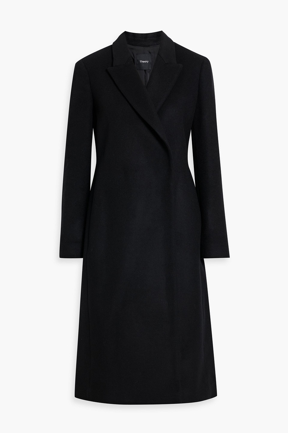 Theory Double-breasted Wool-blend Felt Coat In Black