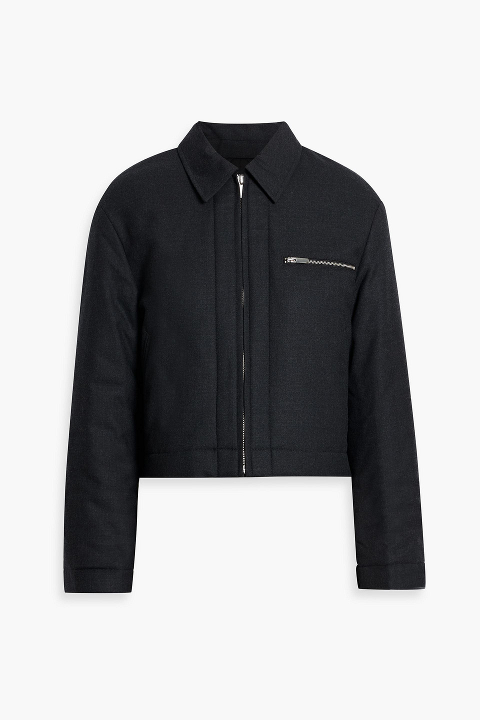 Theory Cropped Flannel Jacket In Black
