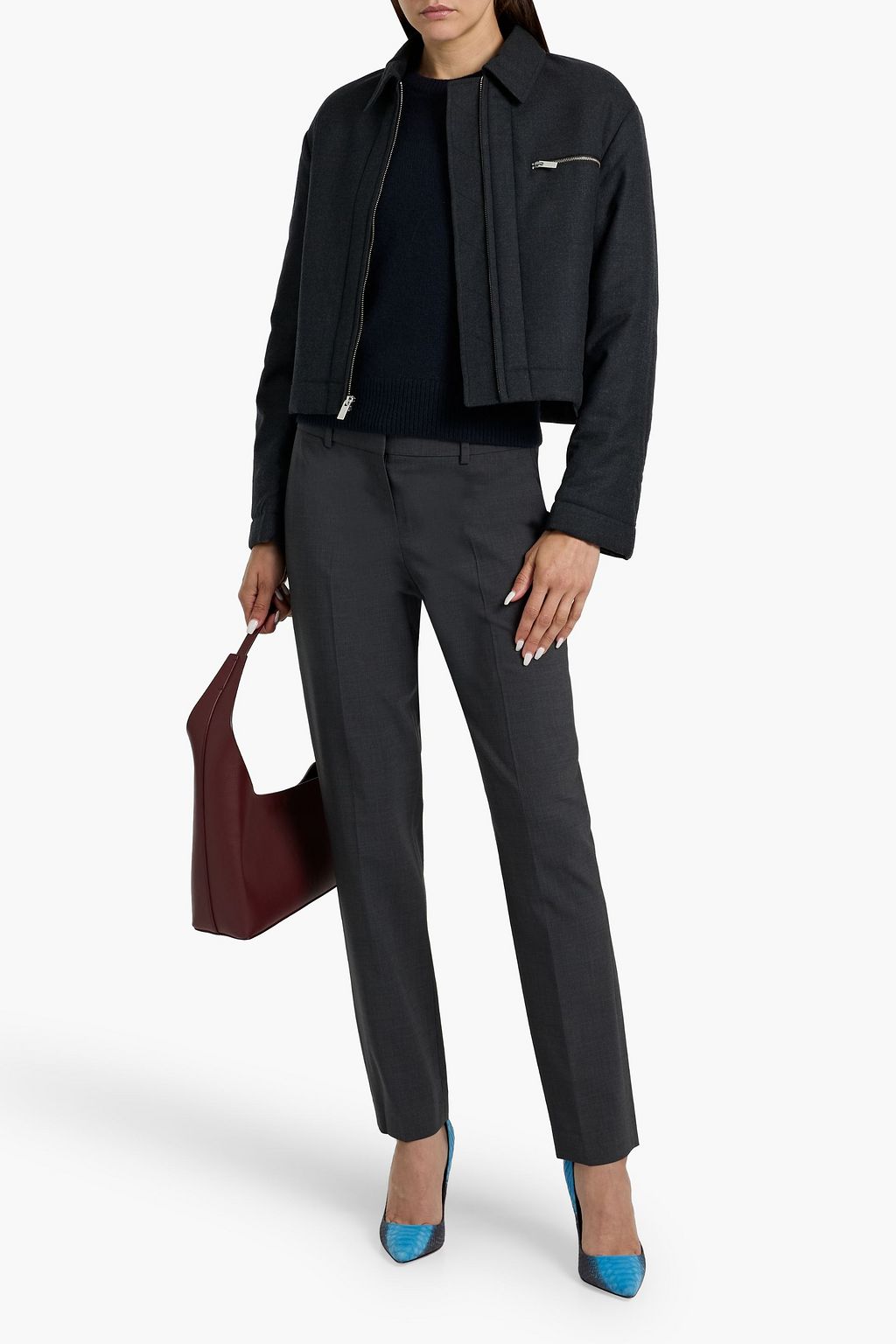 THEORY Cropped flannel jacket