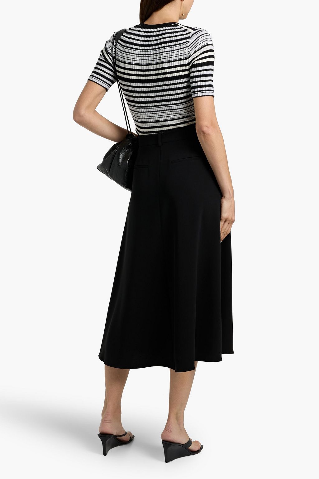 THEORY Pleated crepe midi skirt