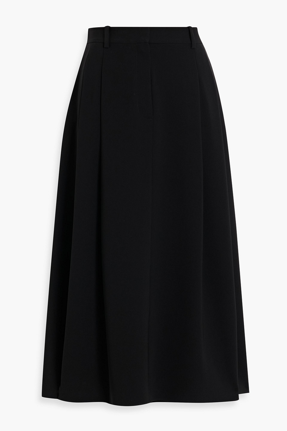 Theory Pleated Crepe Midi Skirt In Black