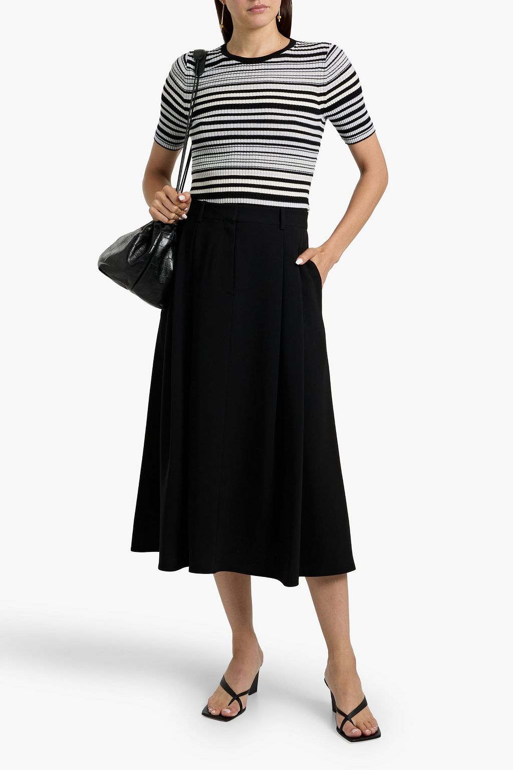 THEORY Pleated crepe midi skirt