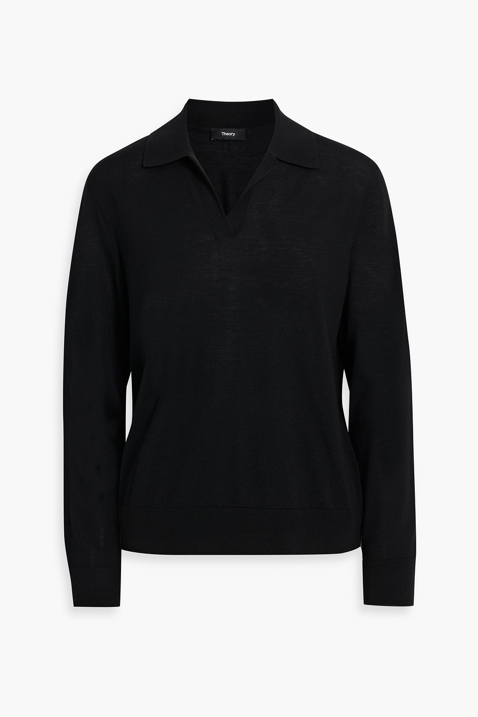 theory - merino wool polo sweater - black - l