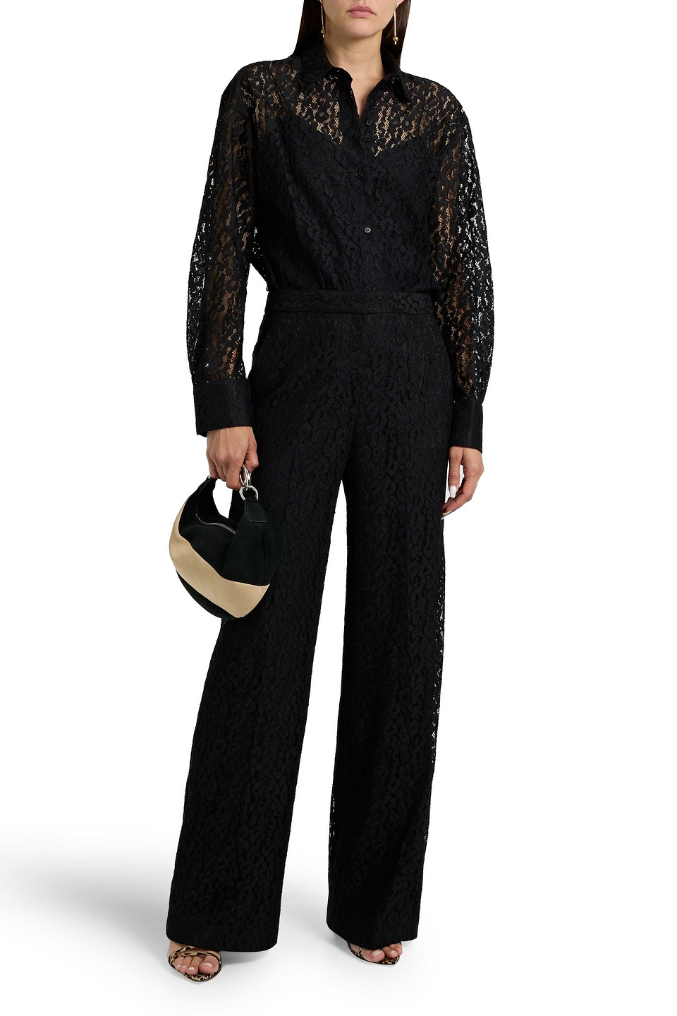 Theory Corded Lace Shirt In Black