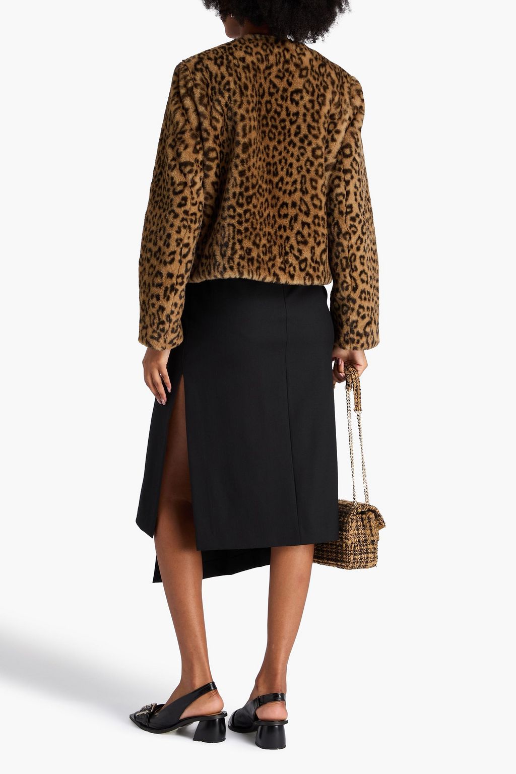 MAJE Leopard-print plush jacket