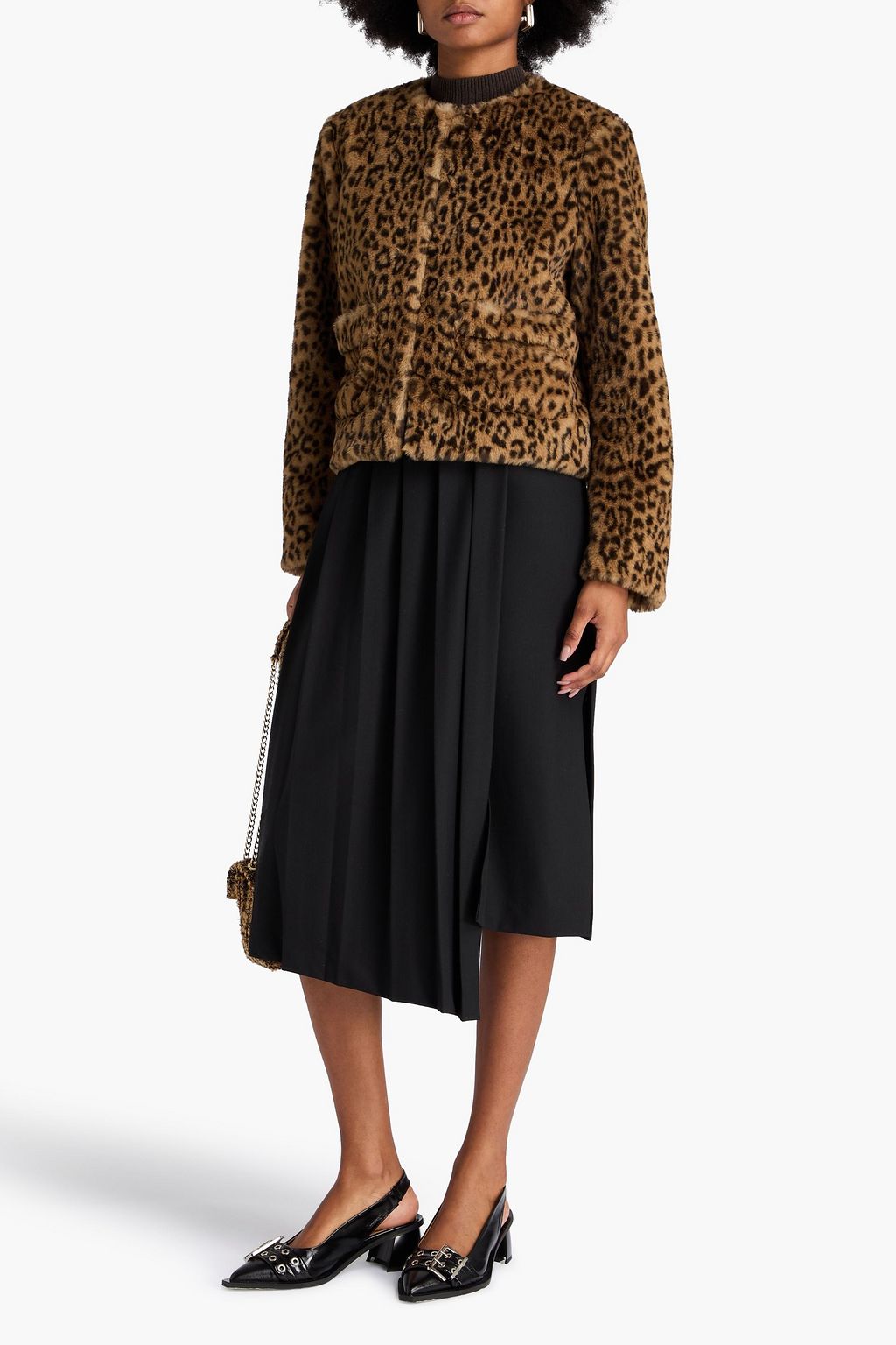 MAJE Leopard-print plush jacket
