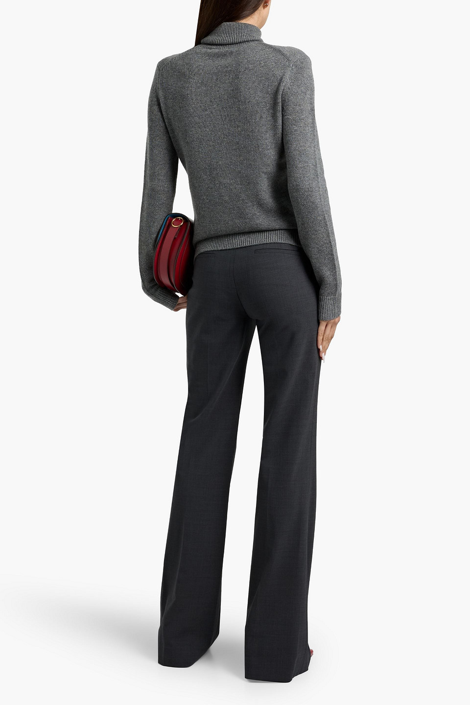 Theory Demitria 4 Wool-blend Flared Pants In Black