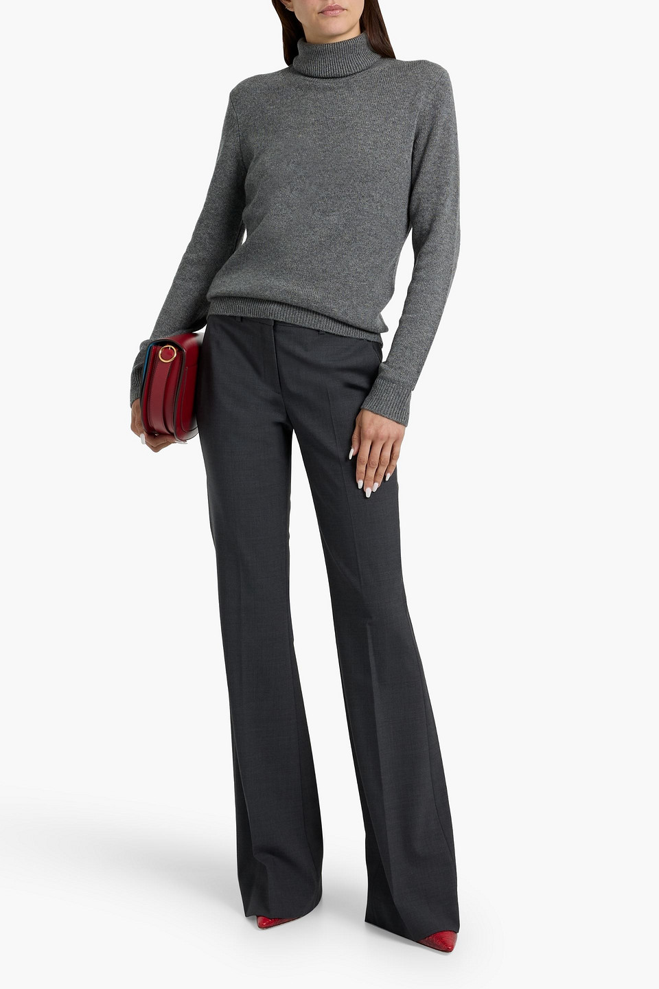 Theory Demitria 4 Wool-blend Flared Pants In Black