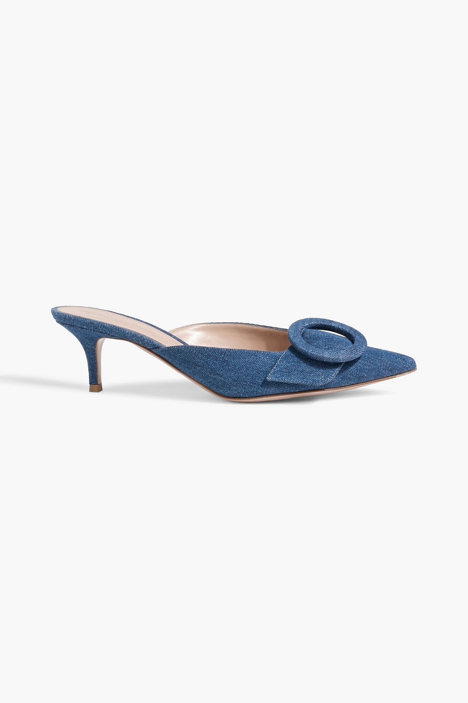 Gianvito Rossi Portofino 55 Buckled Denim Mules