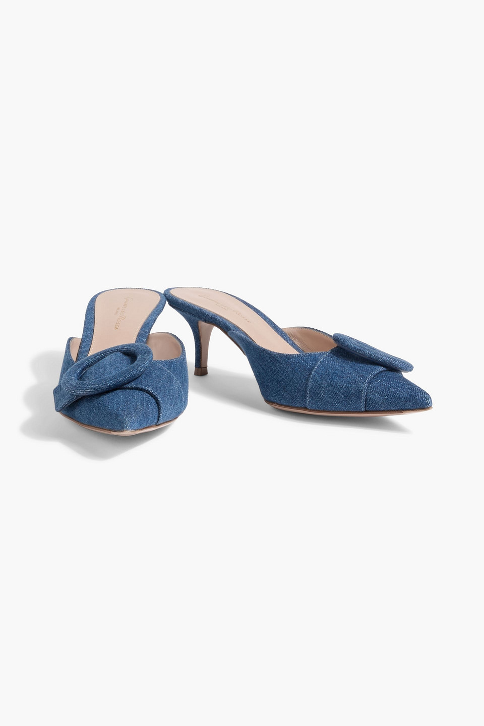 Gianvito Rossi Portofino 55 Buckled Denim Mules