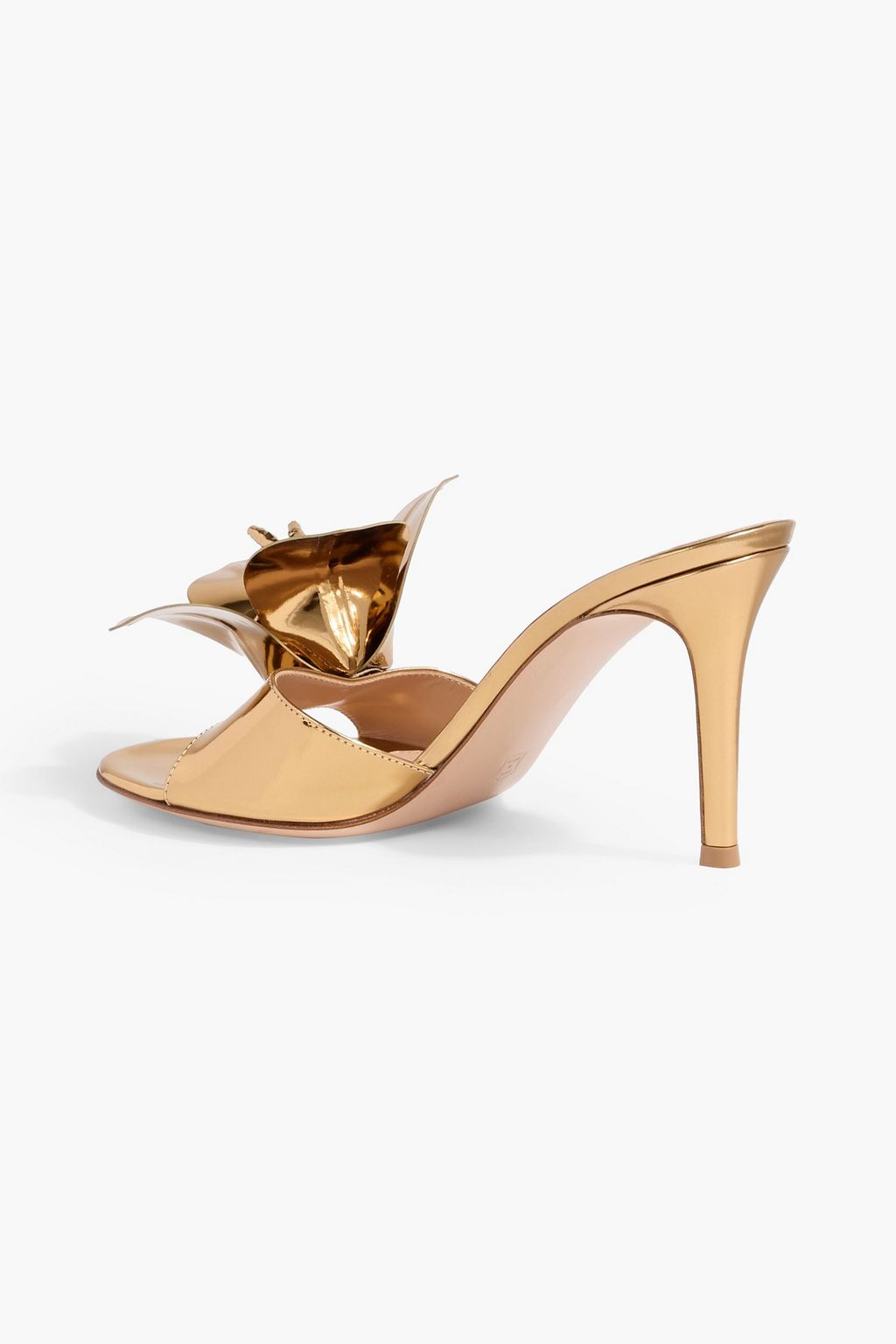 GIANVITO ROSSI Lucilla floral-appliquéd mirrored-leather mules