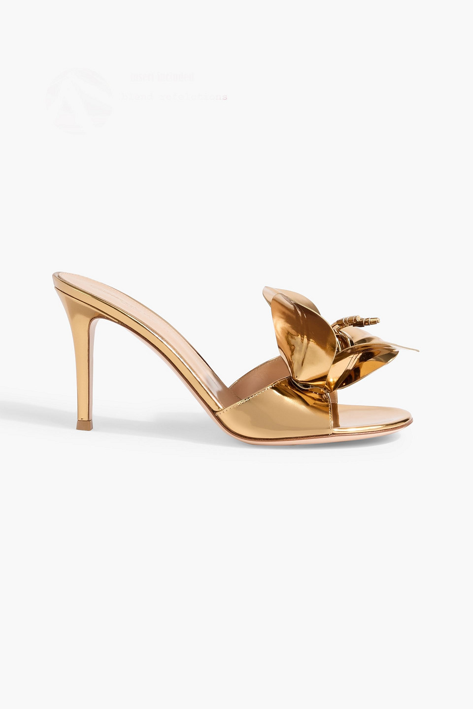 Gianvito Rossi Lucilla Floral-appliquéd Mirrored-leather Mules In Gold