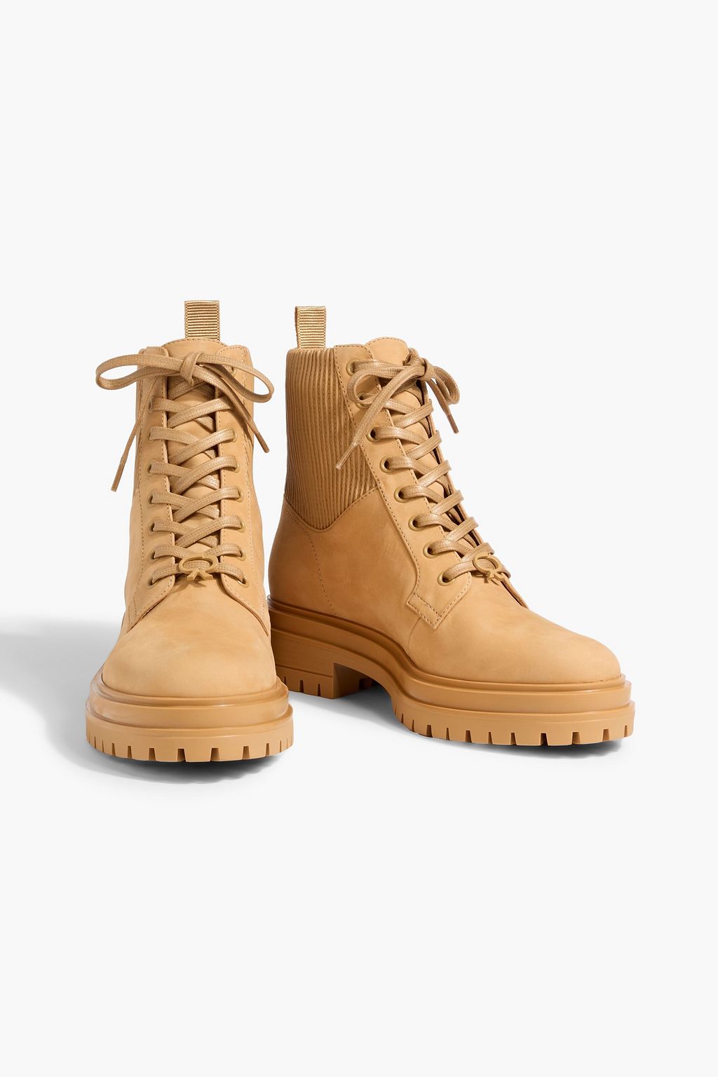 GIANVITO ROSSI Martis 20 quilted leather and nubuck combat boots