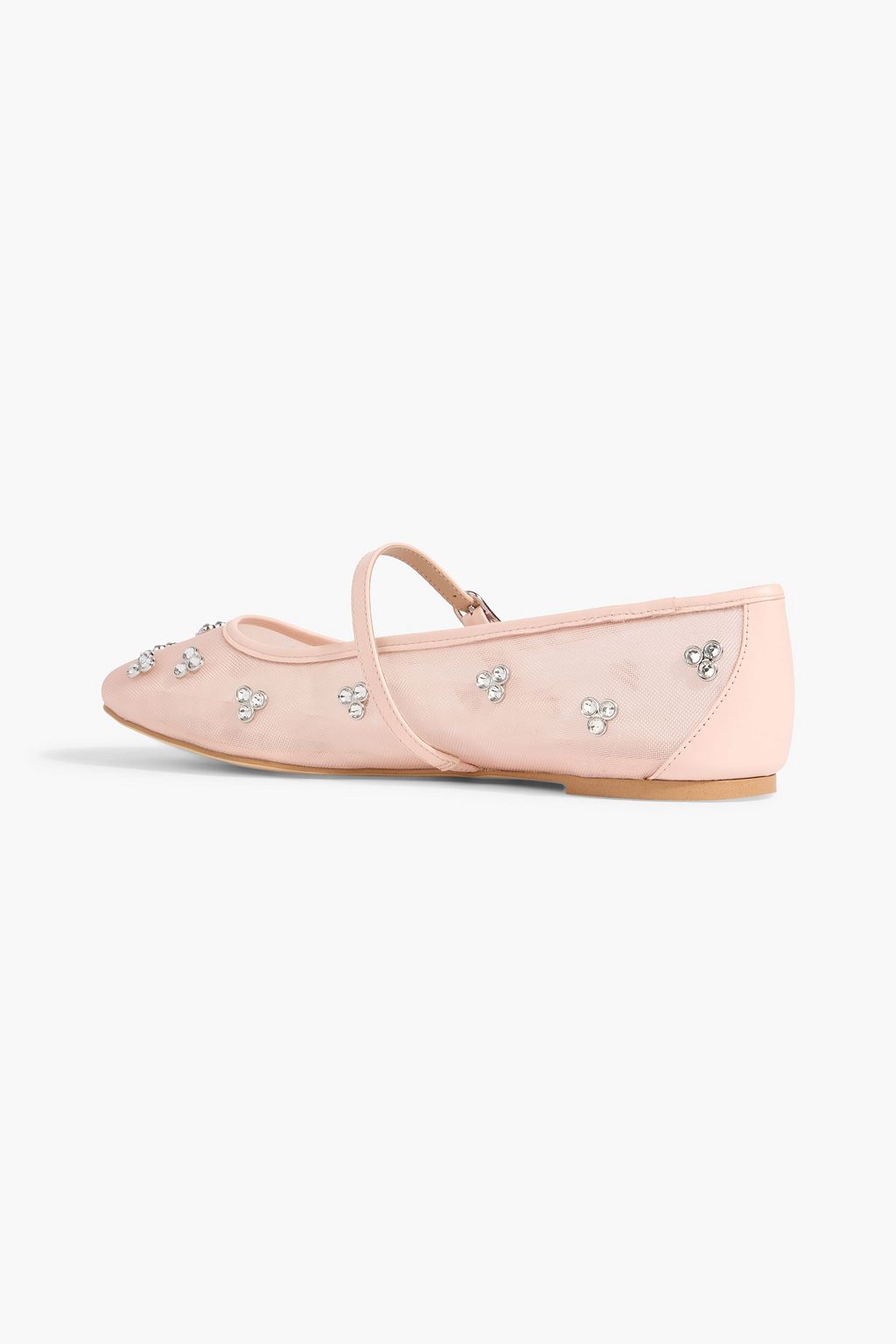 STUART WEITZMAN Tammy crystal-embellished mesh Mary Jane flats