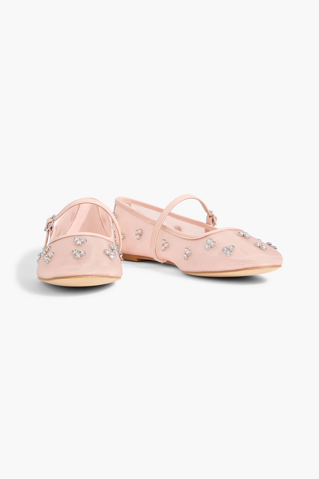 STUART WEITZMAN Tammy crystal-embellished mesh Mary Jane flats