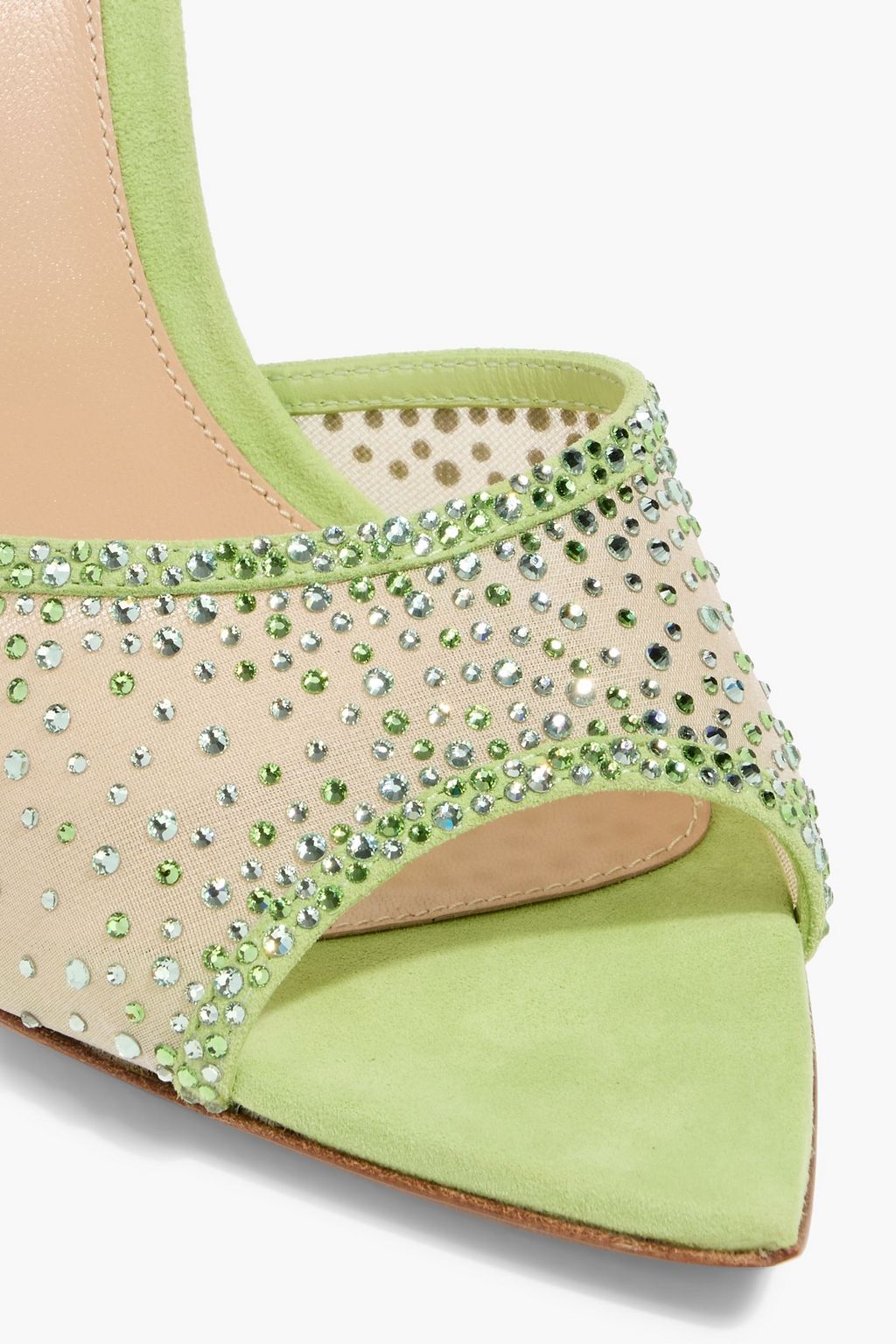 GIANVITO ROSSI Rania crystal-embellished mesh and suede mules