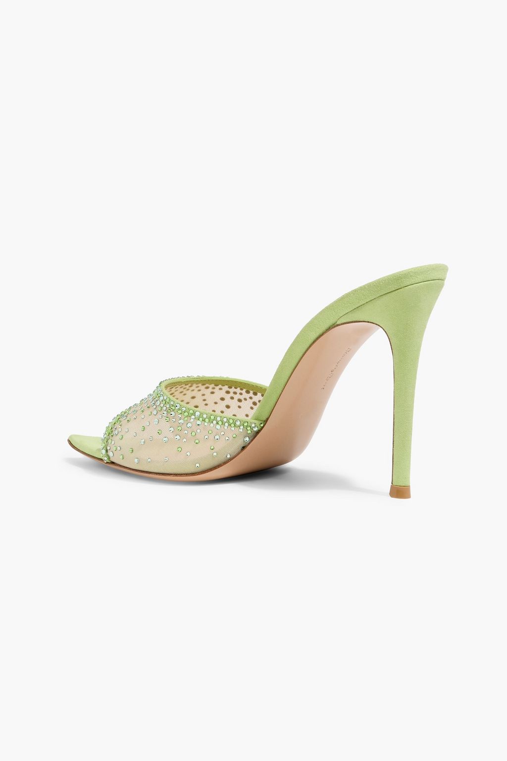 GIANVITO ROSSI Rania crystal-embellished mesh and suede mules