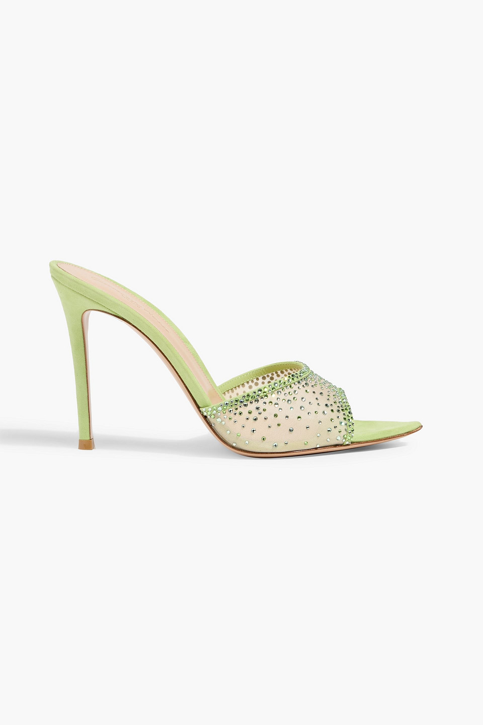 Gianvito Rossi Rania Crystal-embellished Mesh And Suede Mules In Green