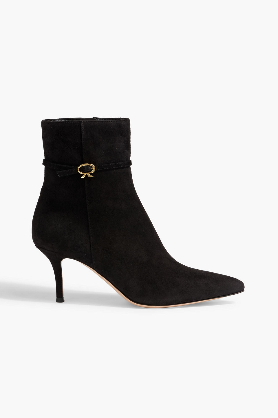 Gianvito Rossi Ribbon Ville 70 Suede Ankle Boots In Black