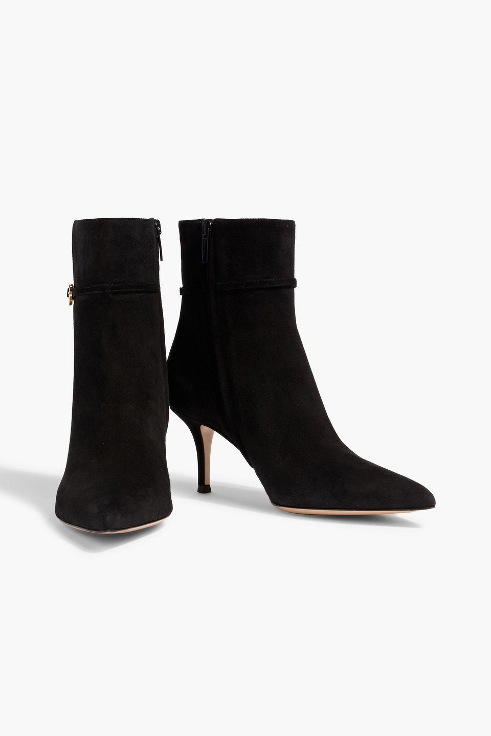 Gianvito Rossi Ribbon Ville 70 Suede Ankle Boots In Black