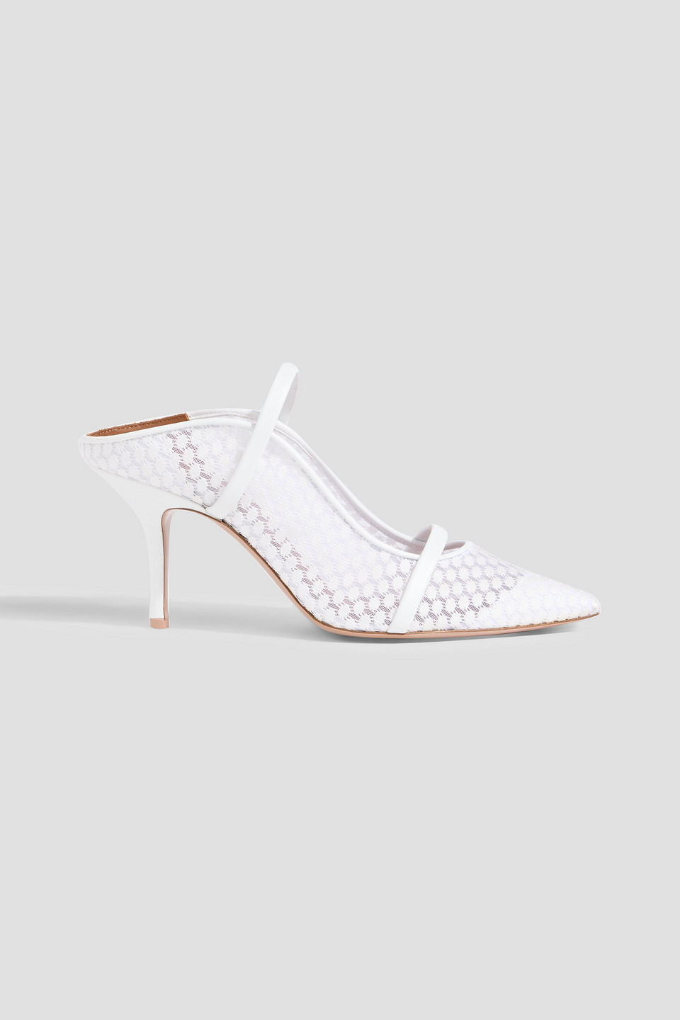 Maureen 70 leather-trimmed lace pumps