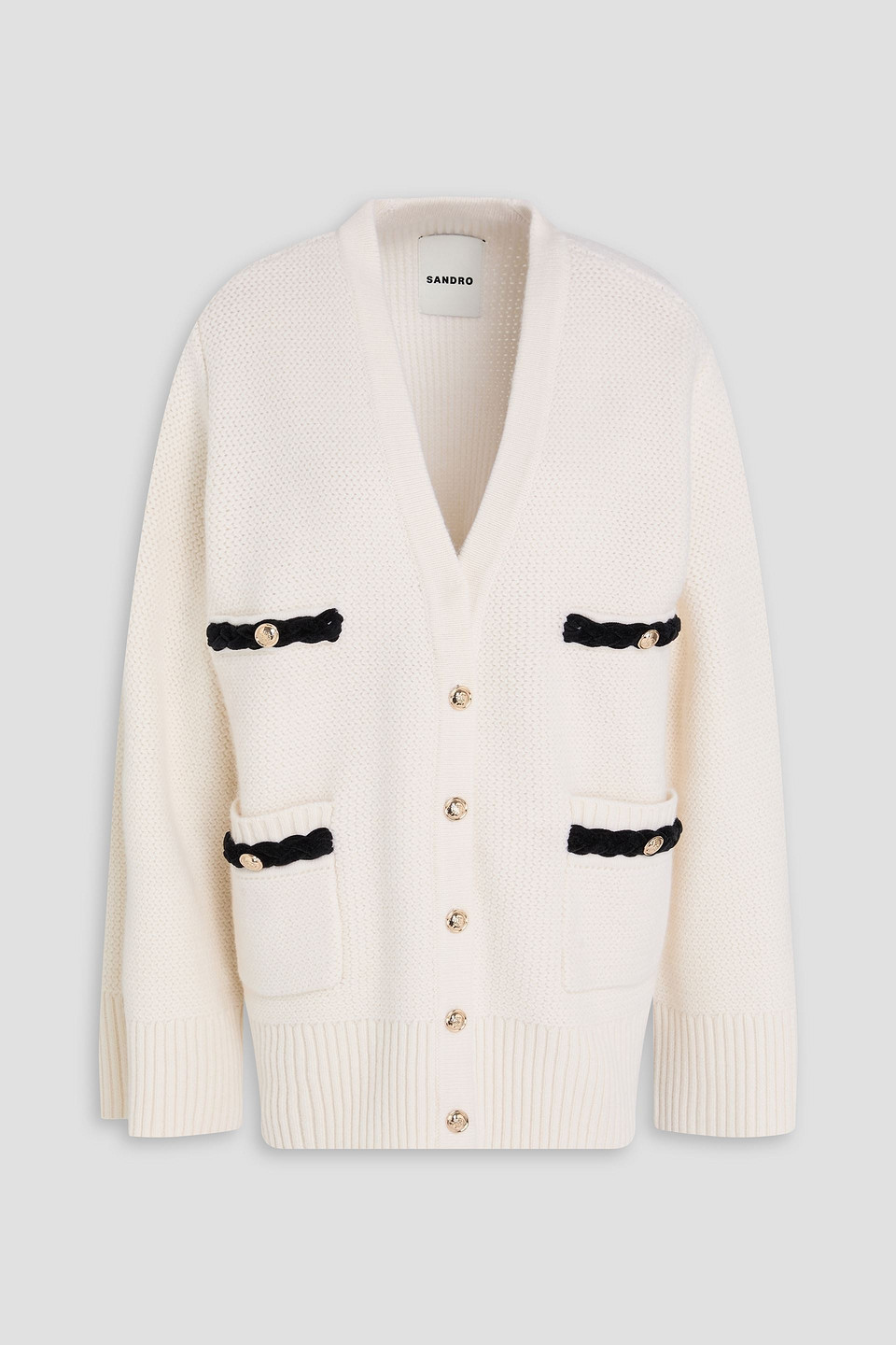 Sandro Wool Cardigan In White